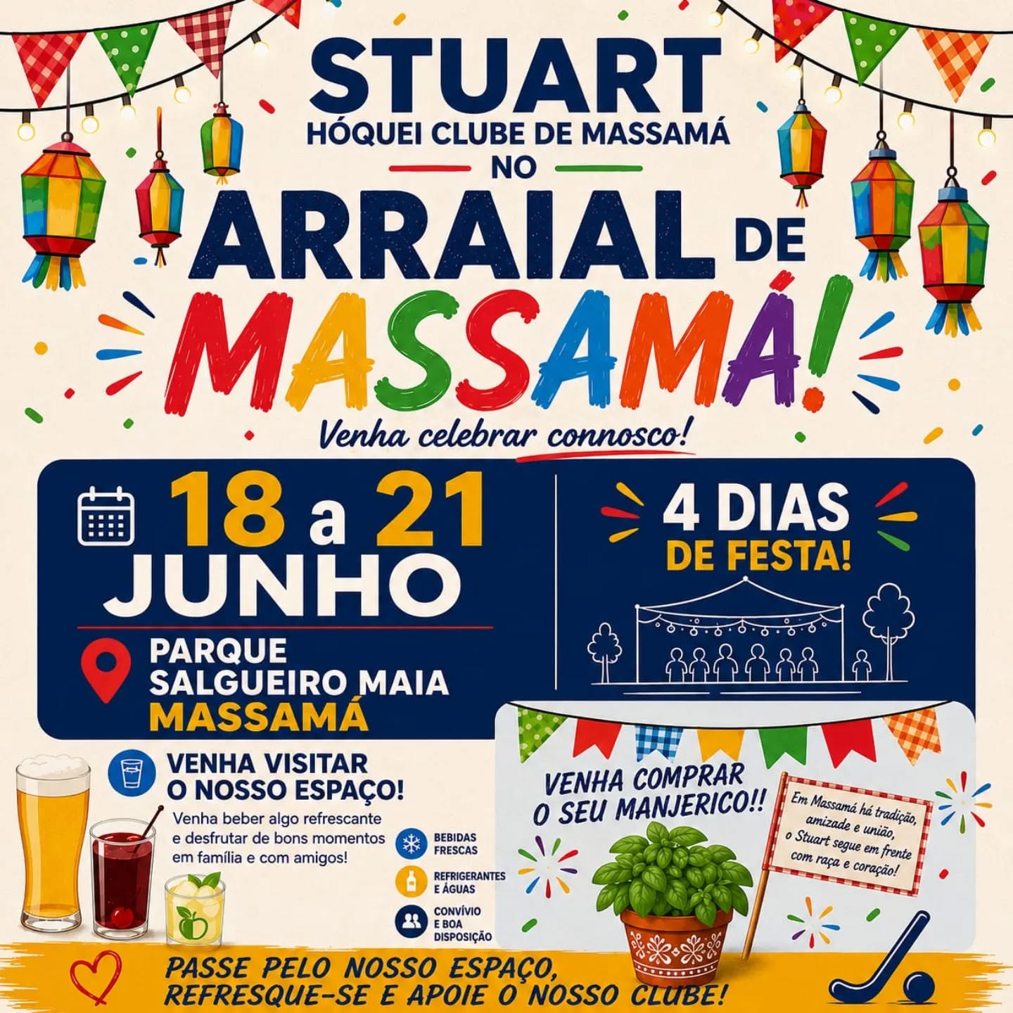 O mês de Junho é o mês dos Santos Populares!
Vamos estar presentes no Arraial de Massamá e vão ser 4 dias de muita animação!
Obrigada à @uf.massamamabraao pelo convite!
Contamos com a sua visita! 🪗
18 e 19 Junho
Das 18h às 24h
20 Junho
Das 15h à 1.00h
21 Junho
Das 15h às 23h
📍 Parque Salgueiro Maia
#somosum💛💙